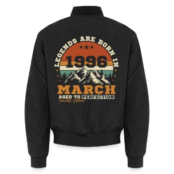 Mars 1996 Vintage Rétro Cadeau d’anniversaire - Bomber unisexe - noir - Dos - AI Model Male 185 light (185cm)
