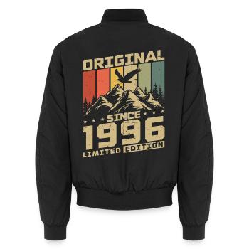 Cadeau d’anniversaire vintage original 1996 - Bomber unisexe - noir - Dos - AI Model Male 185 light (185cm)