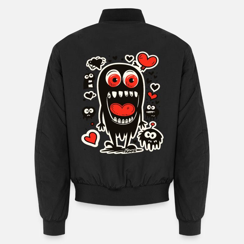 Monstre noir avec un cœur dans la bouche Bomber unisexe