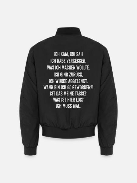 Lustiger Spruch 60. Geburtstag Vergesslich Rentner - Unisex Bomberjacke - Schwarz