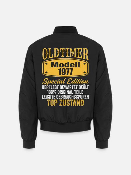 49. Geburtstag Oldtimer Modell 1977 - Unisex Bomberjacke - Schwarz