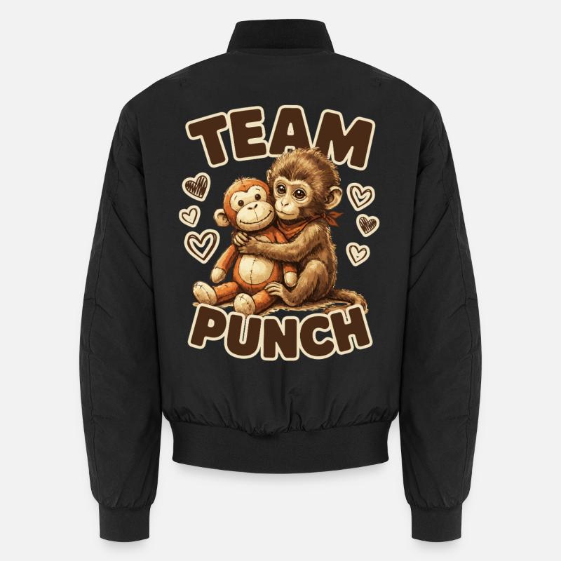 Cute Baby Monkey Named Punch Plush Hugging Unisex Bomber Jacket