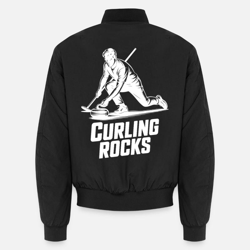 Curling Rocks Wintersport Silhouette Man Unisex Bomberjacke
