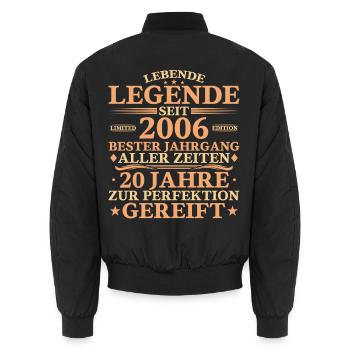 2006 Vintage Born 20 Years Birthday - Unisex Bomber Jacket - black - Back - AI Model Male 185 light (185cm)