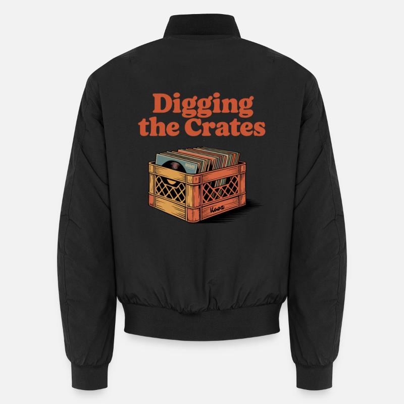 Record Box Motif in Retro Style Unisex Bomber Jacket