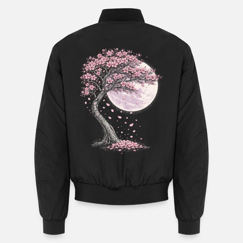 Cherry Blossom Sakura Cherry Blossom - Unisex Bomber Jacket - black