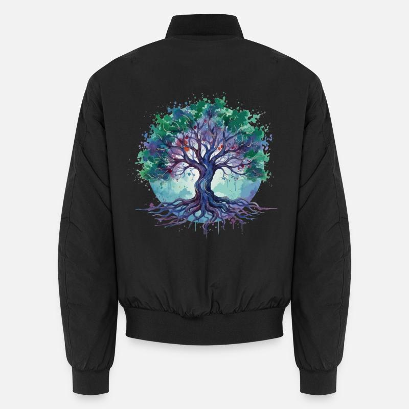 Aquarell Baum des Lebens Unisex Bomberjacke