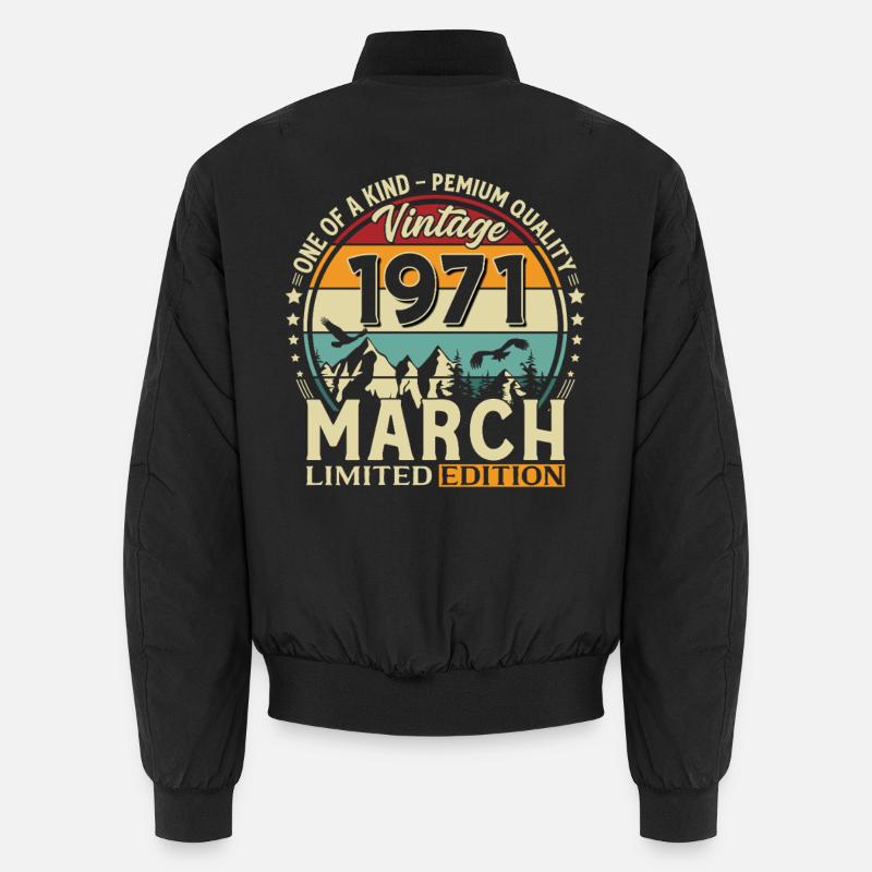 55e anniversaire cadeau de mari millésime mars 1971 Bomber unisexe