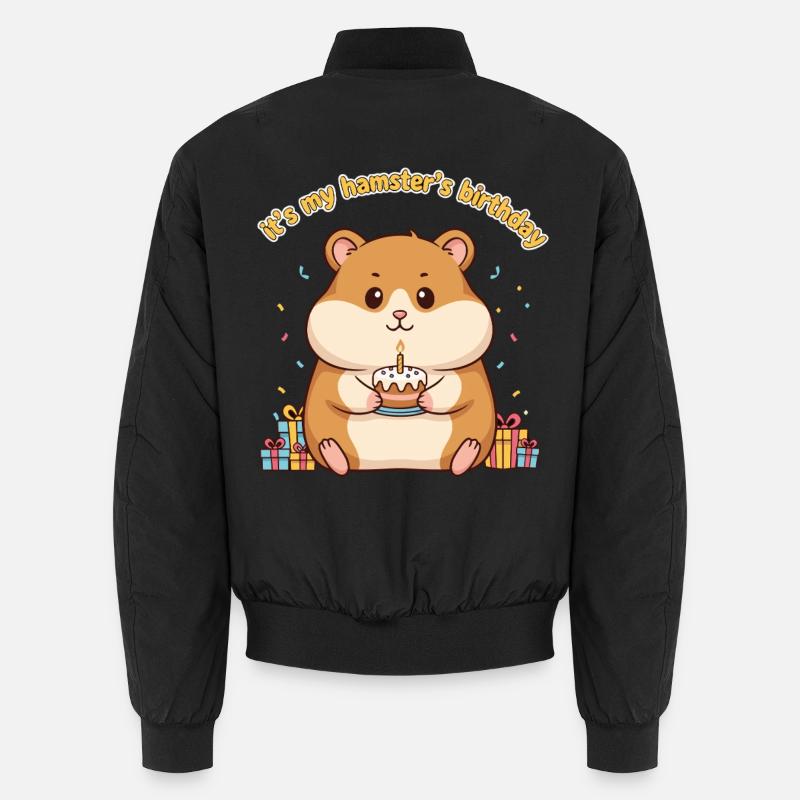 Funny Hamster Birthday Cake Unisex Bomber Jacket