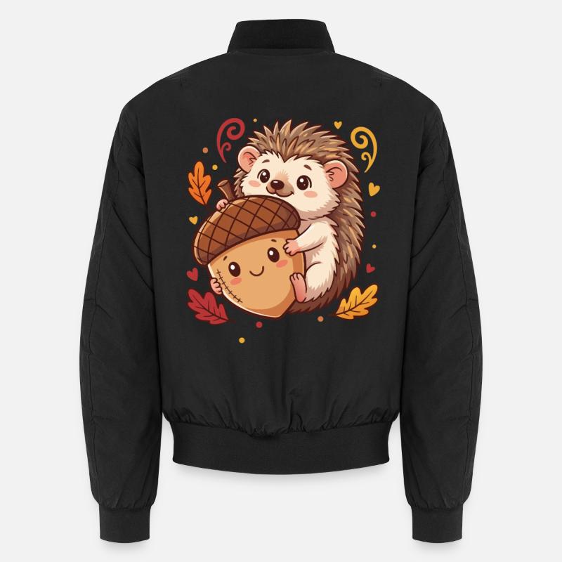 Süßer Igel mit Eichel Herbst Unisex Bomberjacke