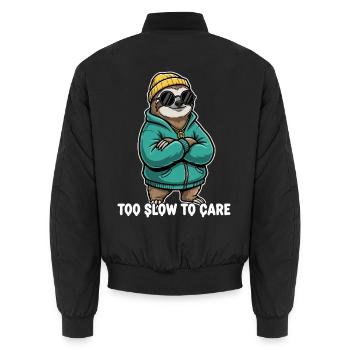 Too Slow To Care Faultier - Unisex Bomberjacke - Schwarz - Hinten - AI Model Male 185 light (185cm)