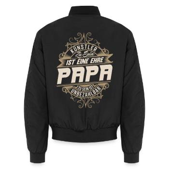 Künstler Papa - Unisex Bomberjacke - Schwarz - Hinten - AI Model Male 185 light (185cm)