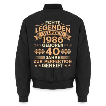 Cadeau de légende vintage de 40 ans 1986 - Bomber unisexe - noir - Dos - AI Model Male 185 light (185cm)
