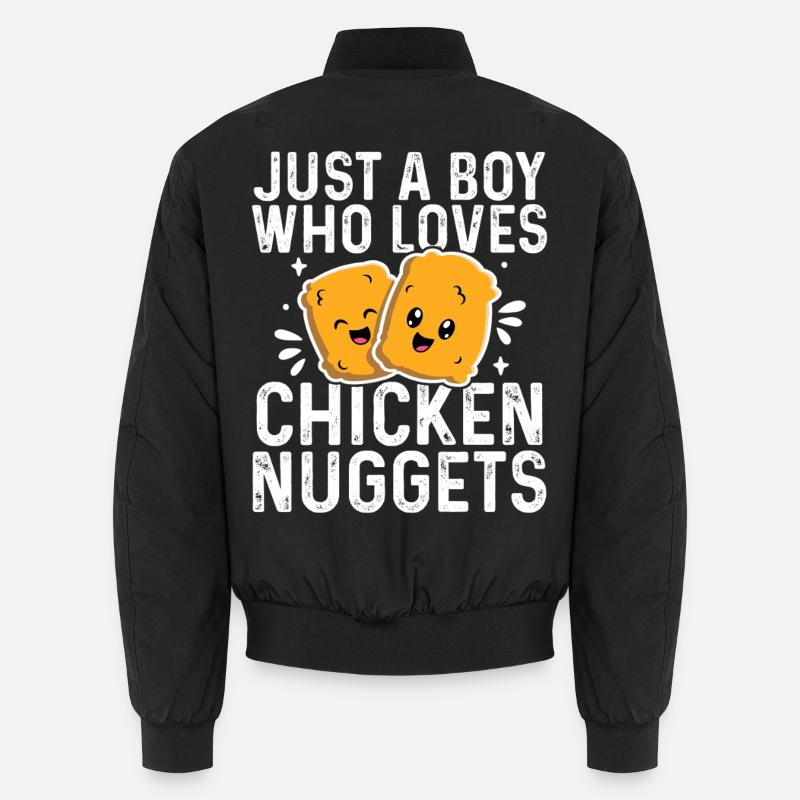 Nur ein Junge, der Chicken Nuggets liebt, lustige Kinder Unisex Bomberjacke