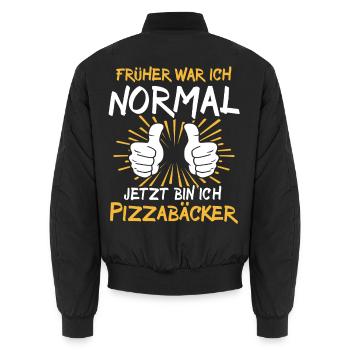 Pizzabäcker Spruch - Unisex Bomberjacke - Schwarz - Hinten - AI Model Male 185 light (185cm)