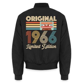 60. Geburtstag 60 Jahre 1966 Geburtstagsgeschenk - Unisex Bomberjacke - Schwarz - Hinten - AI Model Male 185 light (185cm)