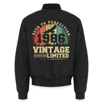 Jahrgang 1986 Vintage Retro Geburtstag Geschenk - Unisex Bomberjacke - Schwarz - Hinten - AI Model Male 185 light (185cm)
