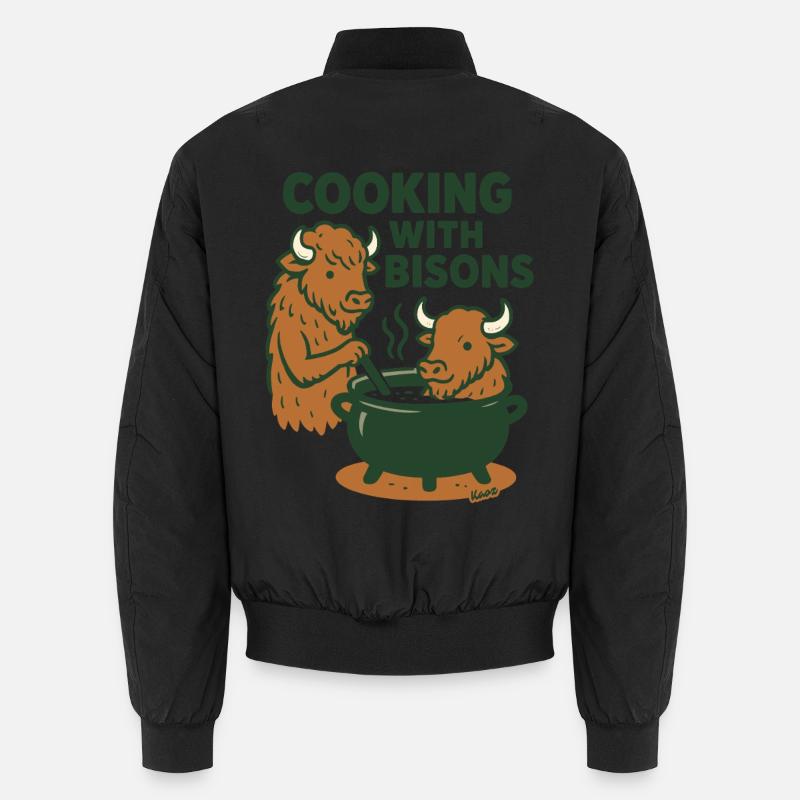 Kochen mit Bisons - Unisex Bomberjacke - Schwarz