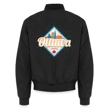 Ottawa Skyline Ontario Canada Vintage Souvenir - Unisex Bomber Jacket - black - Back - AI Model Male 185 light (185cm)