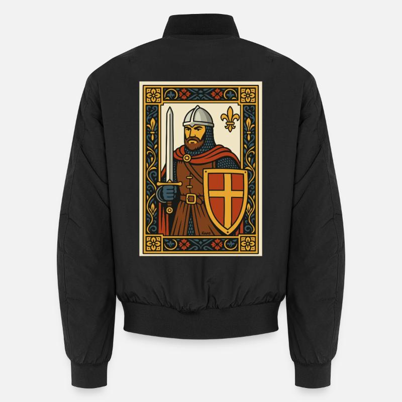 Mittelalterliches Ritterplättchen-Emblem - Unisex Bomberjacke - Schwarz