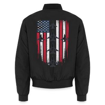 Jet Fighter USA Flag – Avion pilote - Bomber unisexe - noir - Dos - AI Model Male 185 light (185cm)