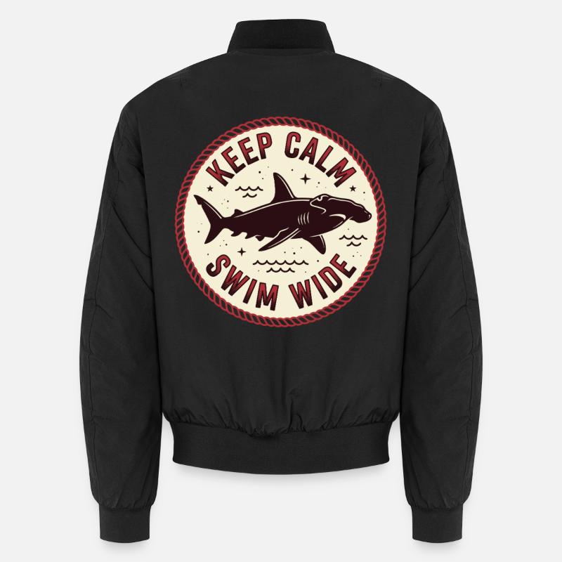 Insigne de requin avec l’inscription « Nager large » Bomber unisexe