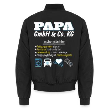 Firma Papa unterstützt in allen Lebenslagen - Unisex Bomberjacke - Schwarz - Hinten - AI Model Male 185 light (185cm)