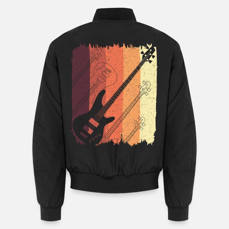 Retro-Gitarre Sunset Stripes - Unisex Bomberjacke - Schwarz