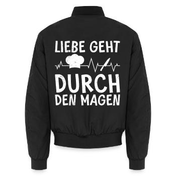 Kochen LIEBE GEHT DURCH DEN MAGEN Lustiges - Unisex Bomberjacke - Schwarz - Hinten - AI Model Male 185 light (185cm)