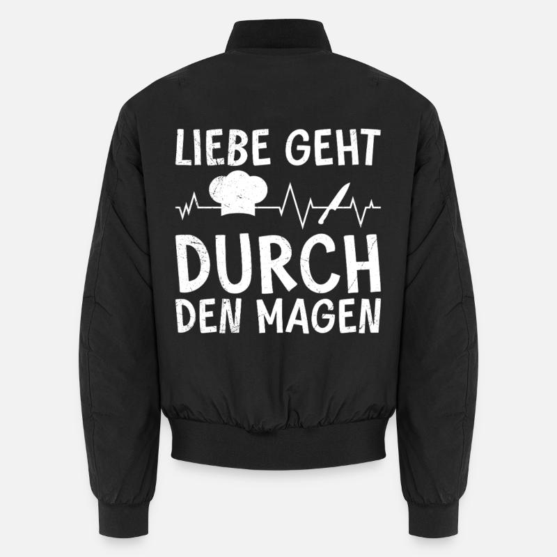 Kochen LIEBE GEHT DURCH DEN MAGEN Lustiges Unisex Bomberjacke