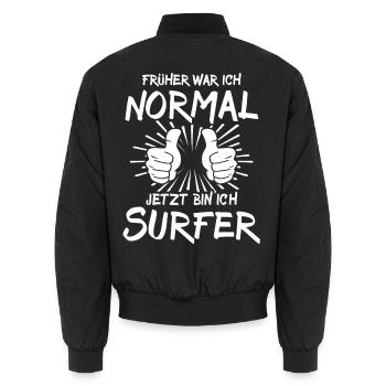 Surfer - Unisex Bomberjacke - Schwarz - Hinten - AI Model Male 185 light (185cm)
