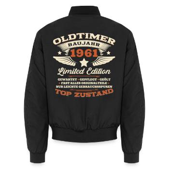 65. Geburtstag Geschenk Mann Oldtimer 1961 Legende - Unisex Bomberjacke - Schwarz - Hinten - AI Model Male 185 light (185cm)