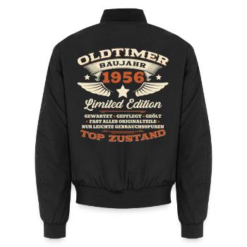 70. Geburtstag Geschenk Mann Oldtimer 1956 Legende - Unisex Bomberjacke - Schwarz - Hinten - AI Model Male 185 light (185cm)