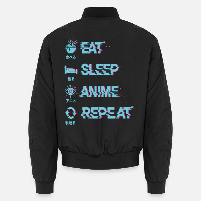 MANGER DORMIR ANIME RÉPÉTER - Bomber unisexe - noir