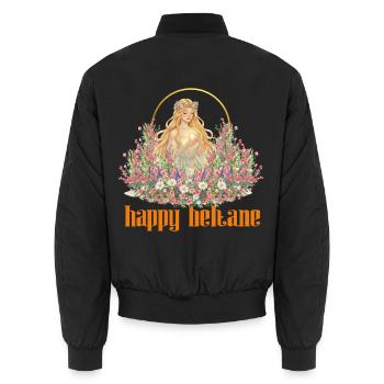 Happy Beltane Blessings May Day Celebrations Pagan - Unisex Bomber Jacket - black - Back - AI Model Male 185 light (185cm)