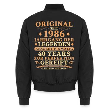 40. Geburtstag Original 1986 Jahrgang Geschenk - Unisex Bomberjacke - Schwarz - Hinten - AI Model Male 185 light (185cm)