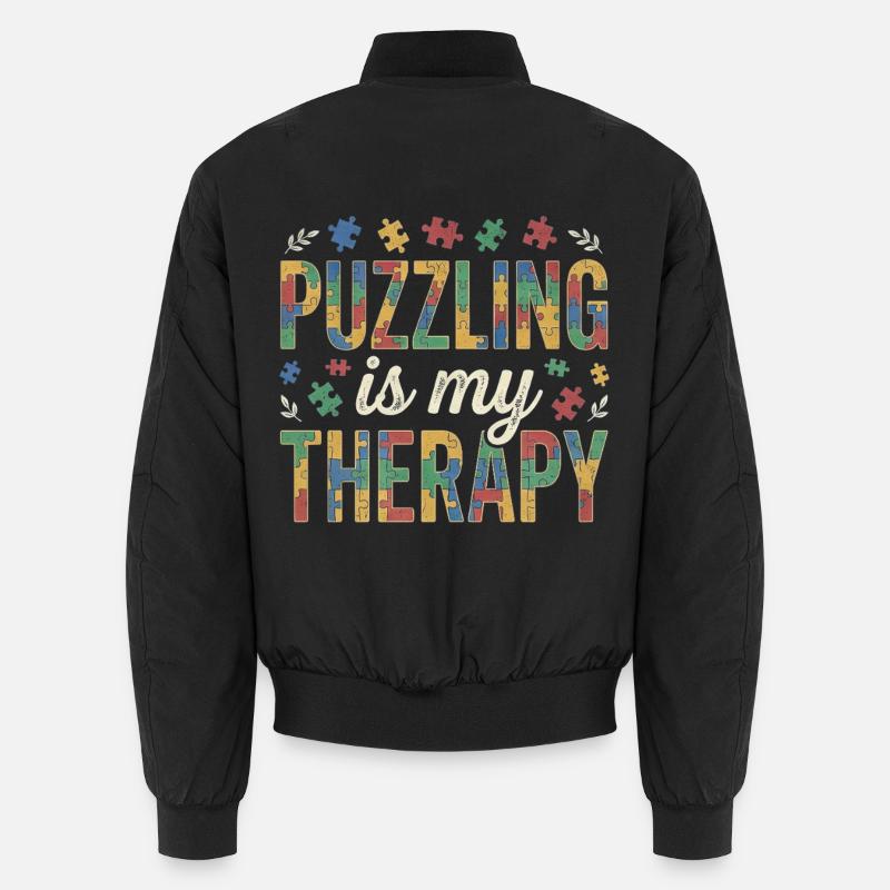 Puzzling is my Therapy - Retro Puzzle - Unisex Bomberjacke - Schwarz