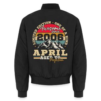 Avril 2006 Vintage Cadeau D'anniversaire - Bomber unisexe - noir - Dos - AI Model Male 185 light (185cm)