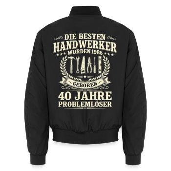 Bester Handwerker 1986 Jahrgang – 40. Geburtstag - Unisex Bomberjacke - Schwarz - Hinten - AI Model Male 185 light (185cm)