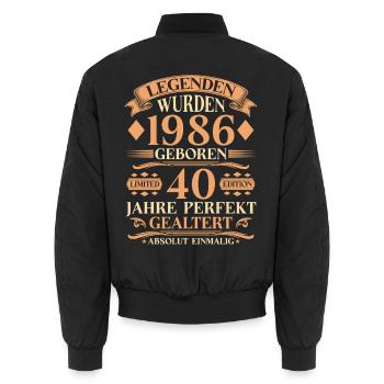 Jahrgang 1986 – 40 Jahre perfekt gealtert - Unisex Bomberjacke - Schwarz - Hinten - AI Model Male 185 light (185cm)