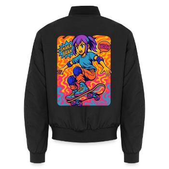 Shaka Brah Skater Pop Art - Unisex Bomberjacke - Schwarz - Hinten - AI Model Male 185 light (185cm)
