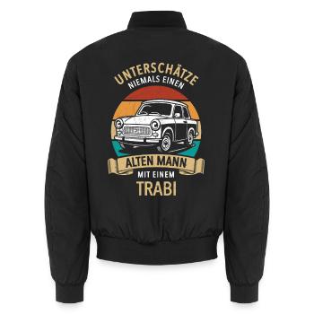 Unterschätze nie einen alten Mann mit Trabi - Unisex Bomberjacke - Schwarz - Hinten - AI Model Male 185 light (185cm)