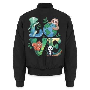 Natur Liebe Shirt Panda Faultier Schildkröte - Unisex Bomberjacke - Schwarz - Hinten - AI Model Male 185 light (185cm)