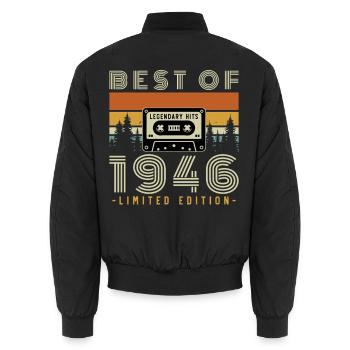 1946 Vintage Rétro Cadeau D'anniversaire - Bomber unisexe - noir - Dos - AI Model Male 185 light (185cm)
