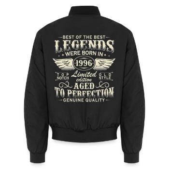 Cadeau d’anniversaire Legends 1996 Vintage 30 - Bomber unisexe - noir - Dos - AI Model Male 185 light (185cm)