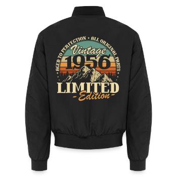 Vintage 1956 Vintage Retro Birthday Gift - Unisex Bomber Jacket - black - Back - AI Model Male 185 light (185cm)