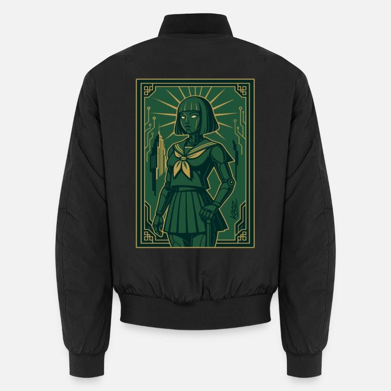 Cyber Deco Android Green Sentinel - Unisex Bomber Jacket - black