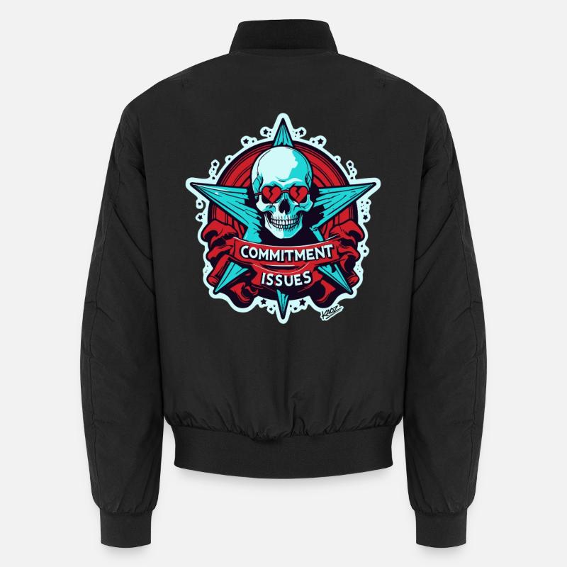 Commitment Issues Skull Badge - Unisex Bomber Jacket - black