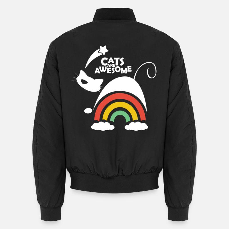 Cats Are Awesome Rainbow Cat Design Unisex Bomber Jacket