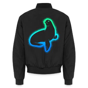 Seal Seal Men Children Boys Seals - Unisex Bomber Jacket - black - Back - AI Model Male 185 light (185cm)